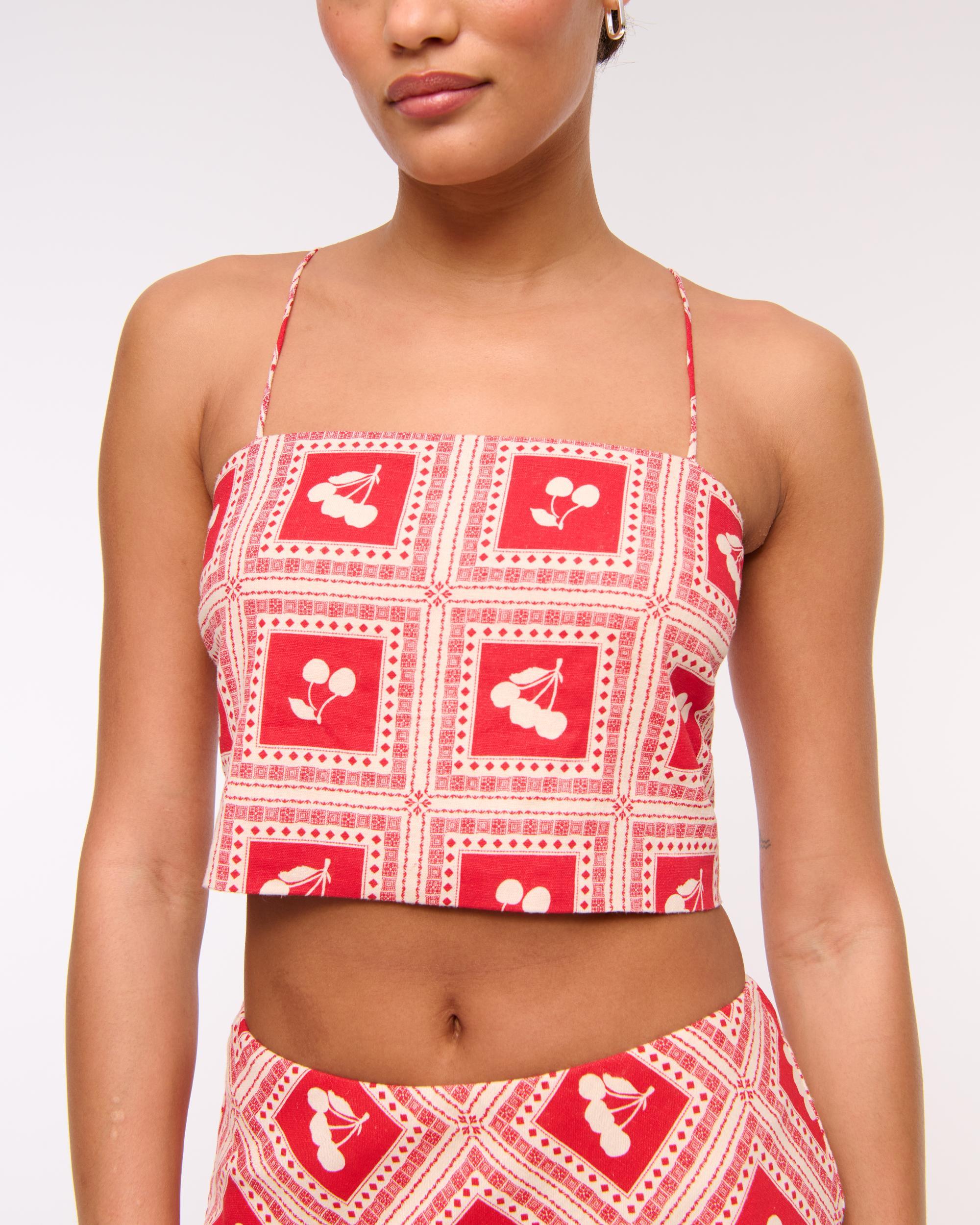 Cropped Linen-Blend Cami Product Image