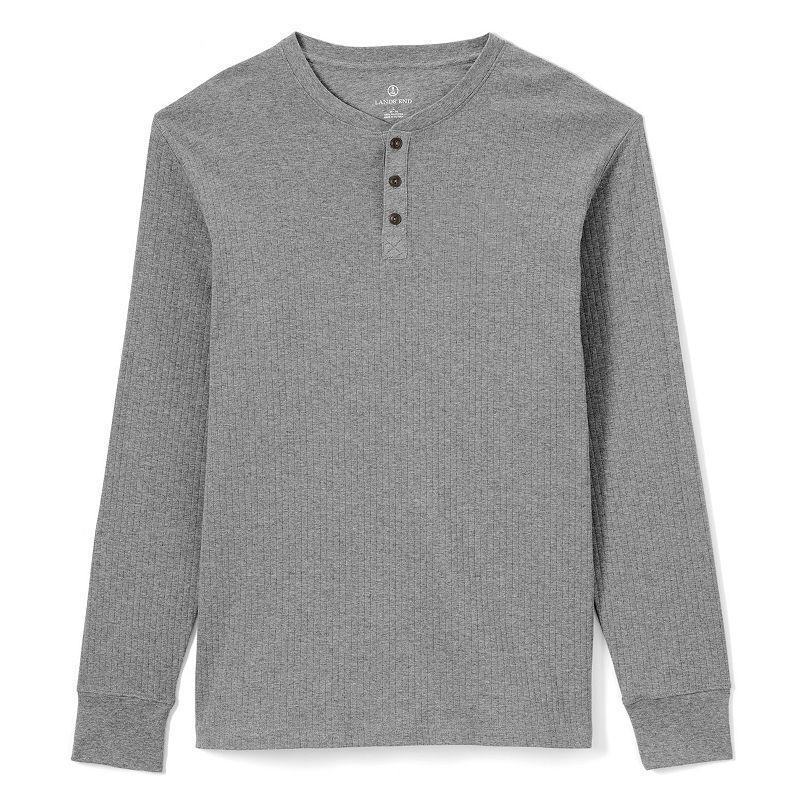 Big & Tall Lands' End Knit Ribbed Pajama Henley, Men's, Size: 2XB, Pewter Grey Product Image