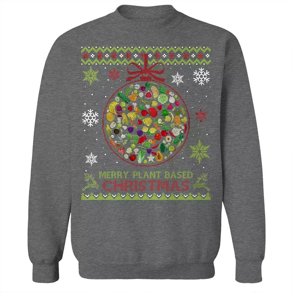 Men's Plant Based Christmas Sweater Graphic Sweatshirt, Size: Medium, Grey Heather Product Image