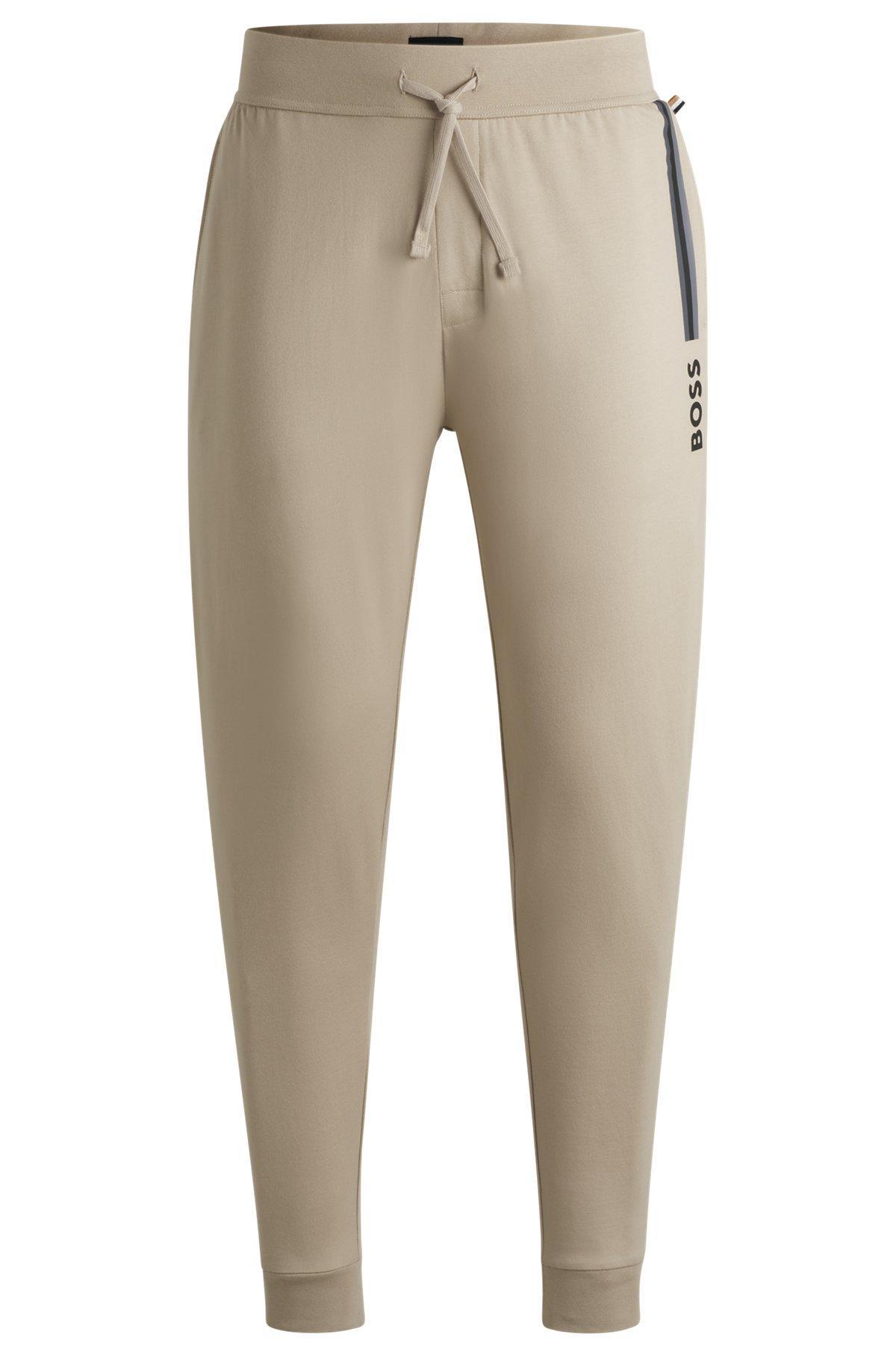 Drawcord tracksuit bottoms in cotton terry with logo print Product Image