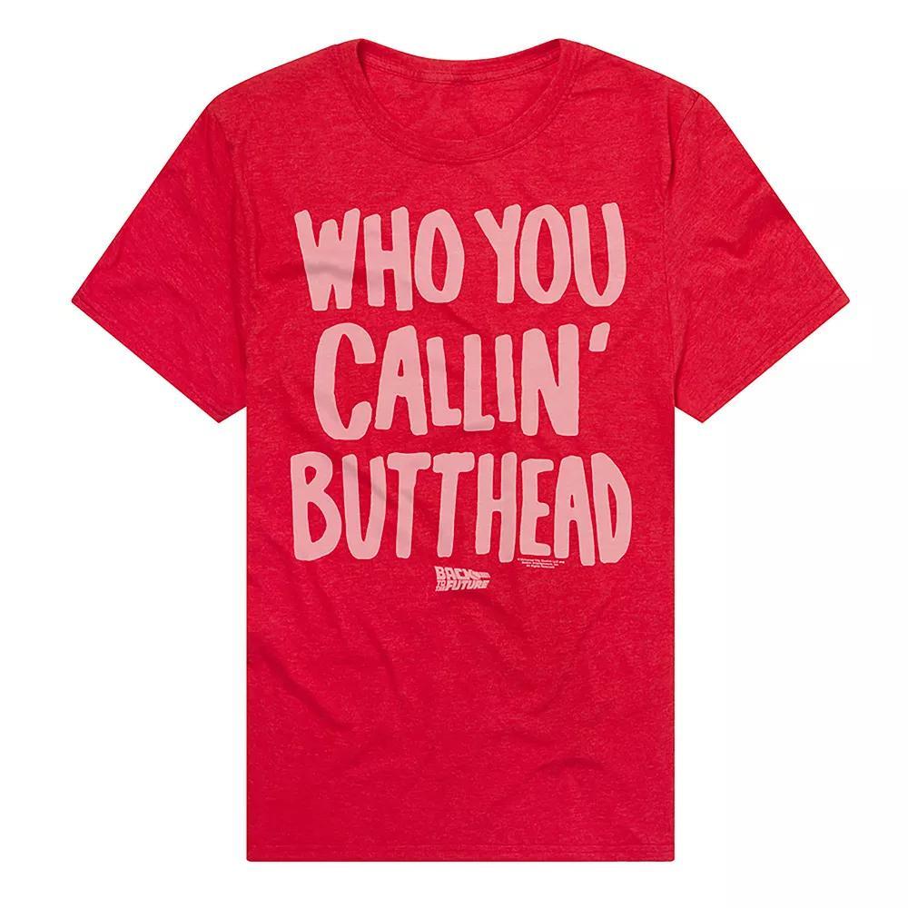 Men's Back To The Future Who You Callin' Butthead T-Shirt, Size: Medium, Red Product Image