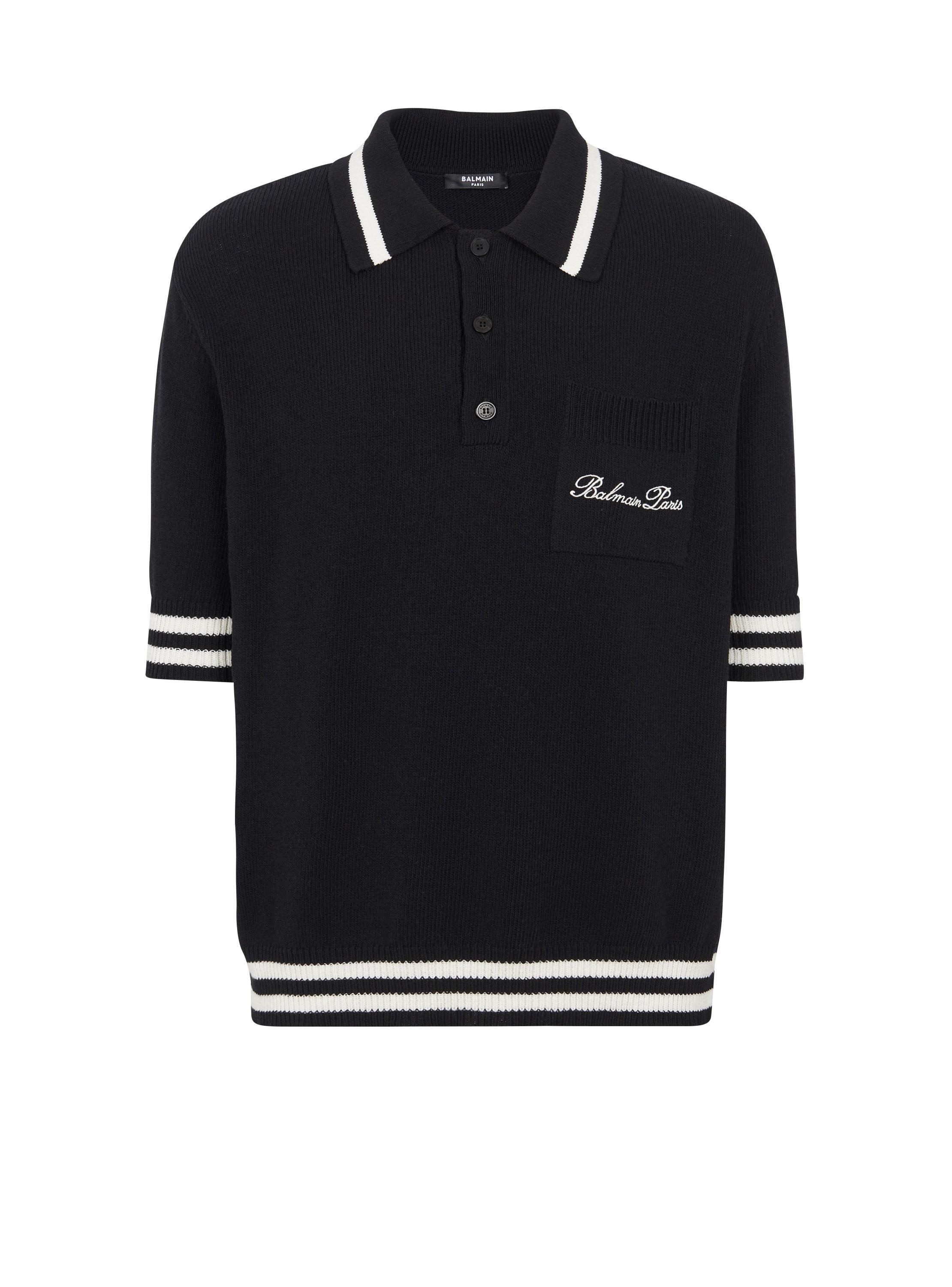 Wool polo shirt with Balmain Signature embroidery Product Image