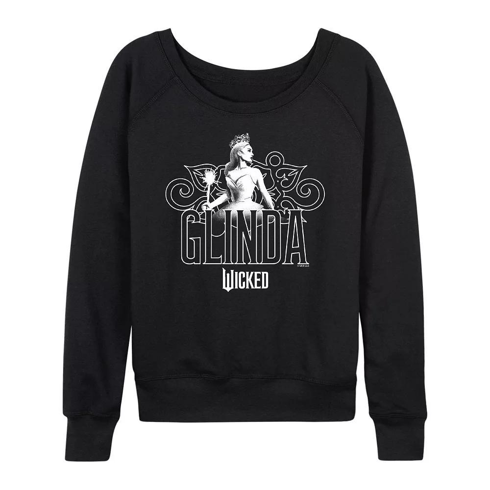 Women's Wicked Glinda Portrait French Terry Long Sleeve Tee, Size: XL, Black Product Image