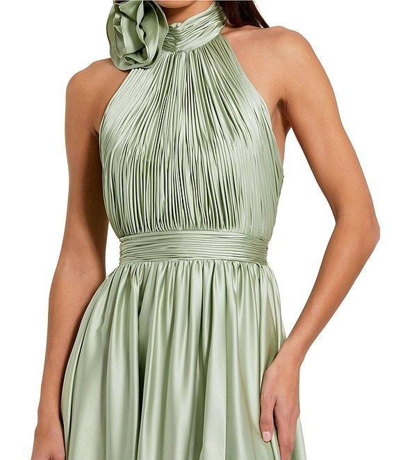 Mac Duggal Turtleneck Sleeveless Lined Thigh High Slit A-Line Open Back Detail Gown Product Image