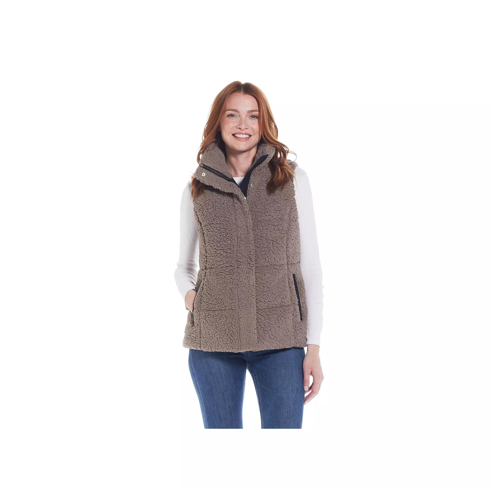 Women's Weathercast Sherpa Puffer Vest, Size: Large, Coriander Black Product Image