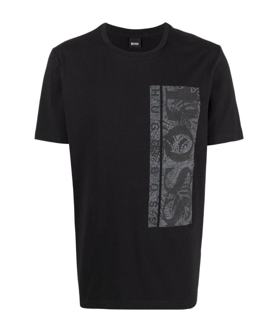 HUGO BOSS Graphic-print Cotton T-shirt In Black Product Image