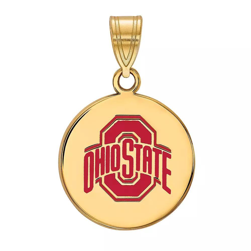 LogoArt 14k Gold over Sterling Silver Ohio State Buckeyes Enamel Disc Pendant, Womens 14k Gold Plated Product Image