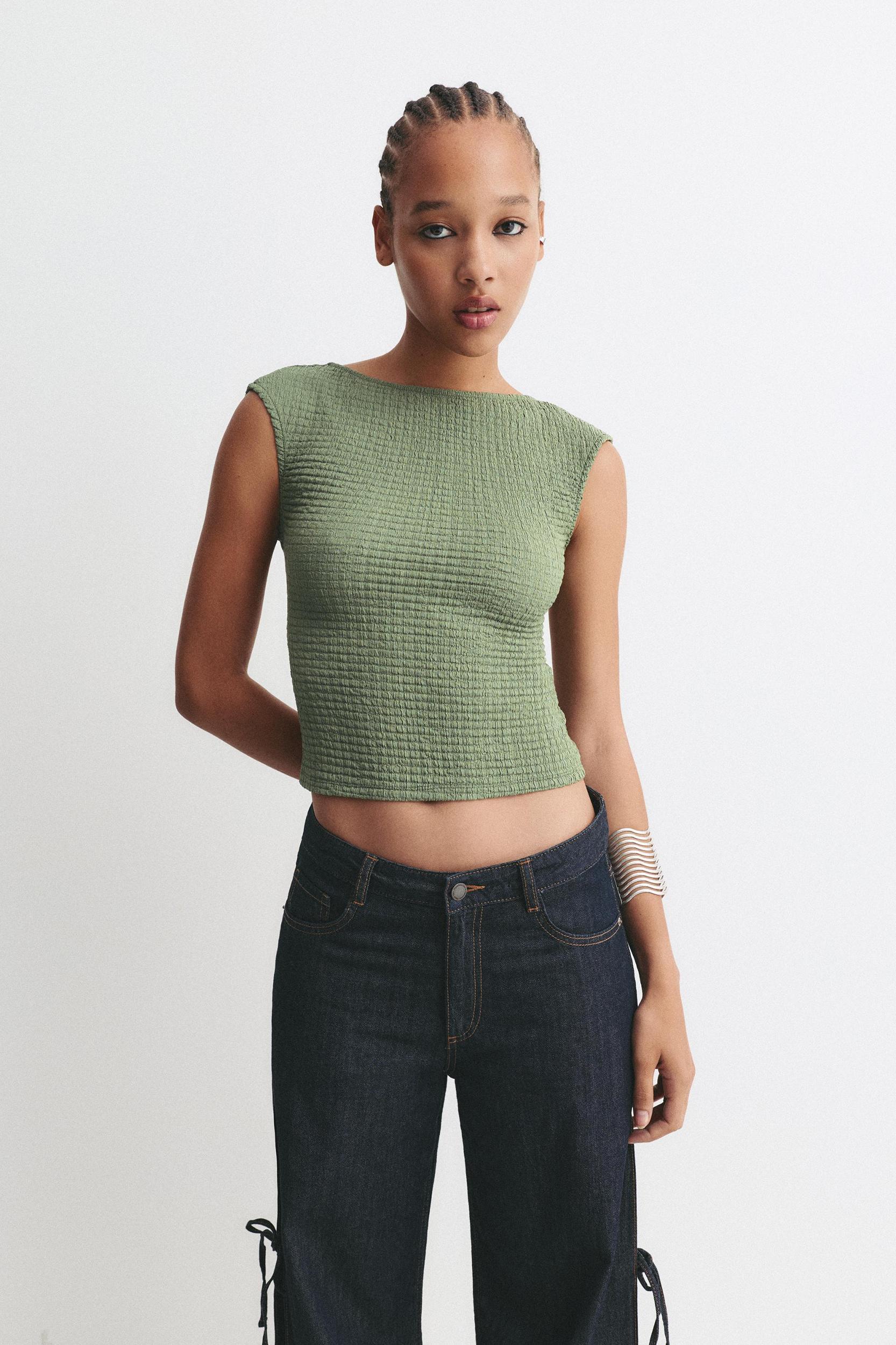 Textured Open-Back T-shirt Product Image