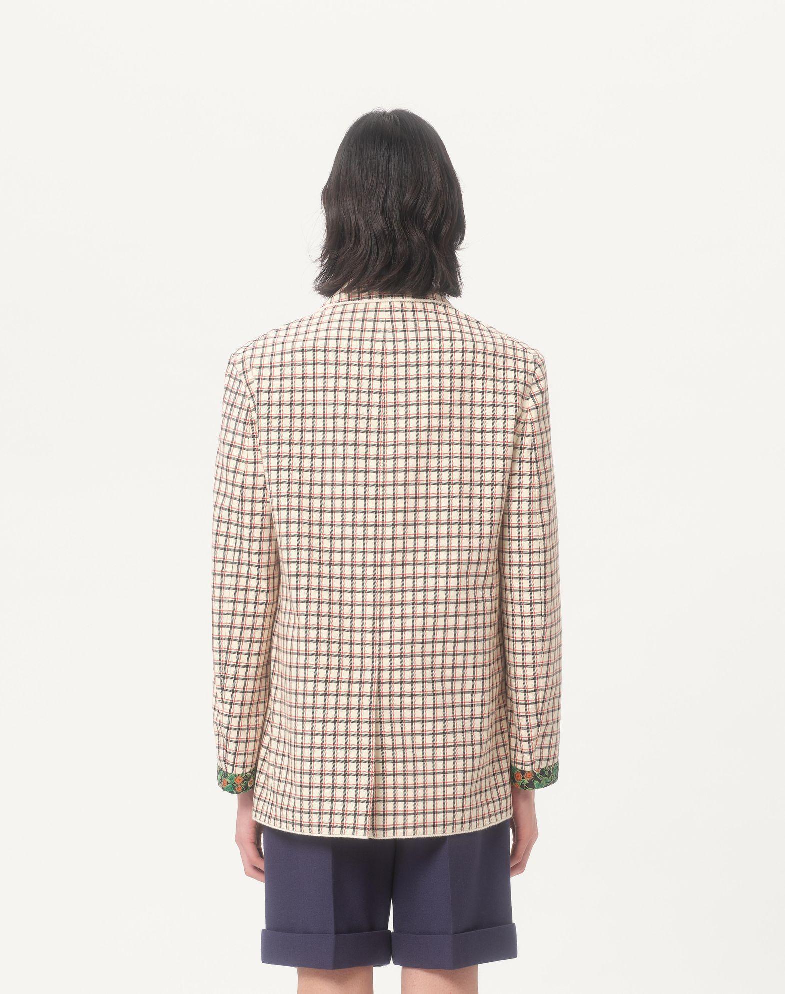 Single-Breasted Cotton Jacket With Check Pattern And Printed Edges Product Image