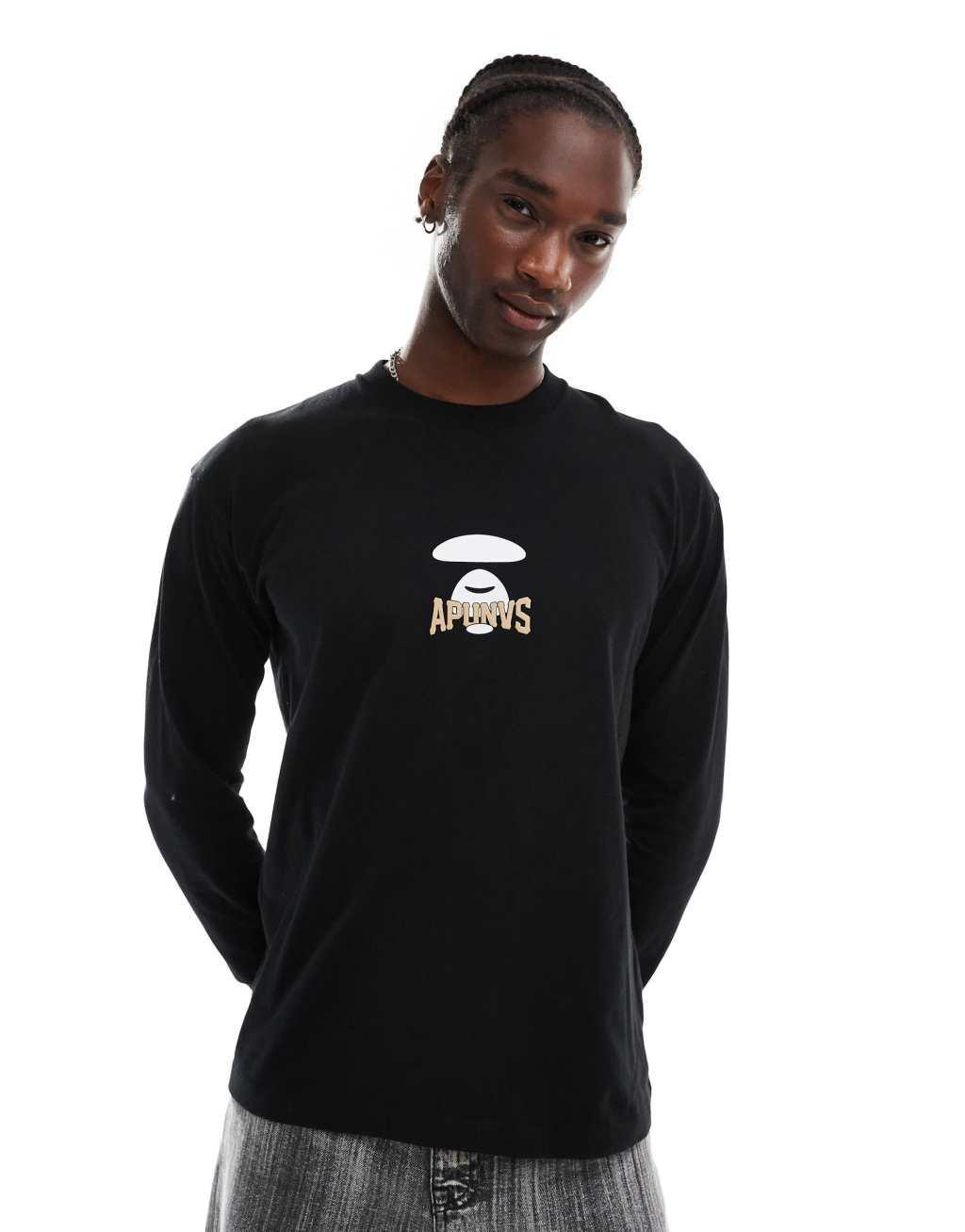 Aape By A Bathing Ape long sleeve universe t-shirt in black Product Image