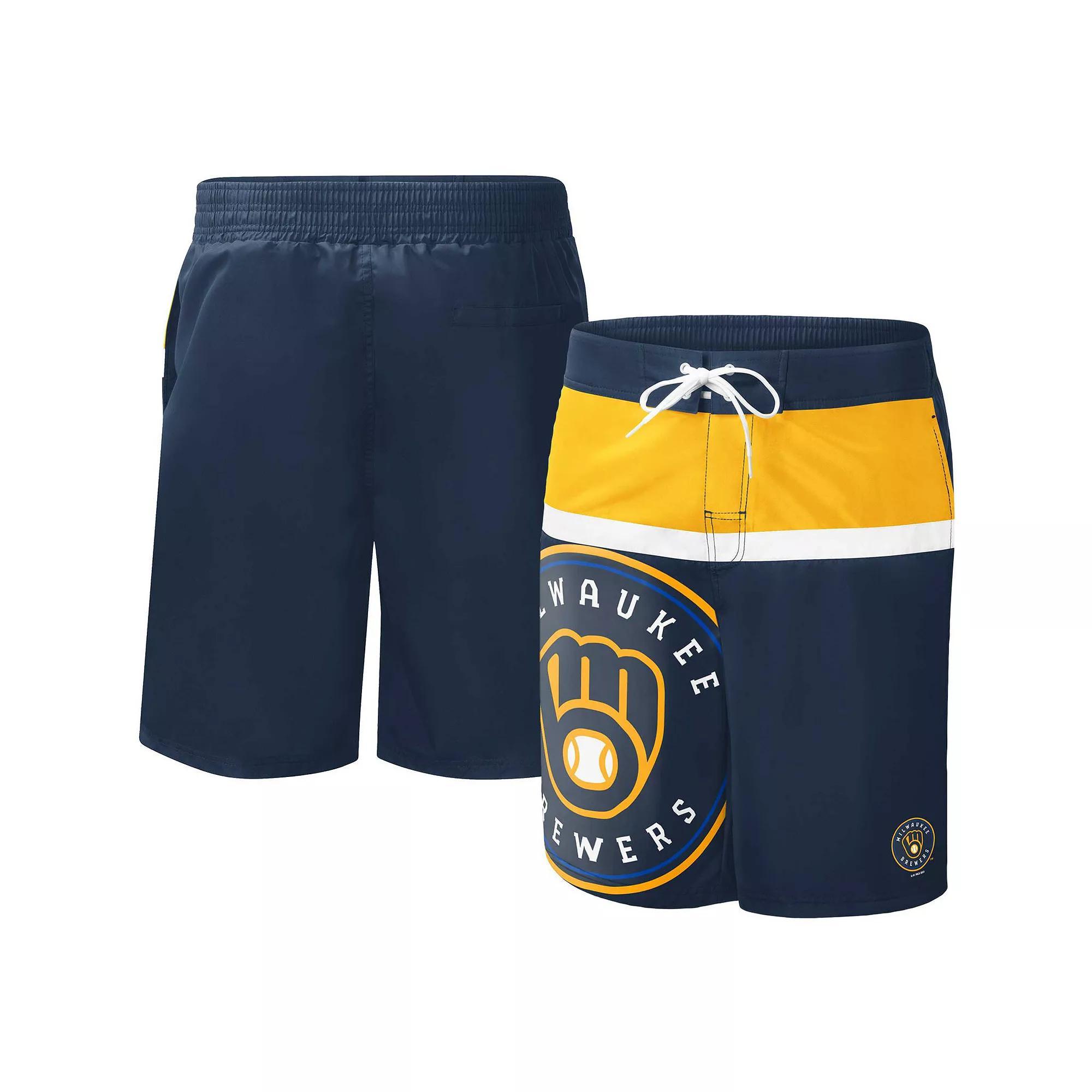 Men's G-III Sports by Carl Banks Navy Milwaukee Brewers Sea Wind Swim Shorts, Size: 2XL, Blue Product Image