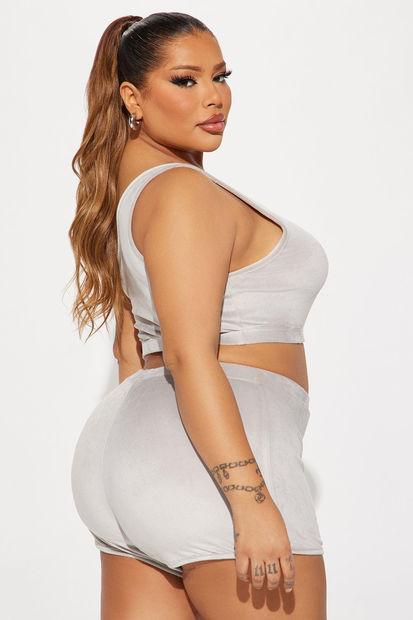 Cuddle With Me II Velour PJ Short Set - Charcoal Product Image