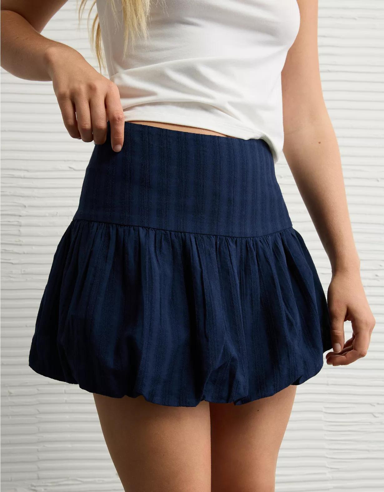 AE High-Waisted Smocked Bubble Skirt Product Image
