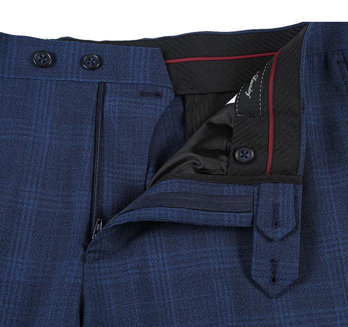 English Laundry 2-Piece Blue Plaid Wool Blend Slim Fit Dress Suit Product Image