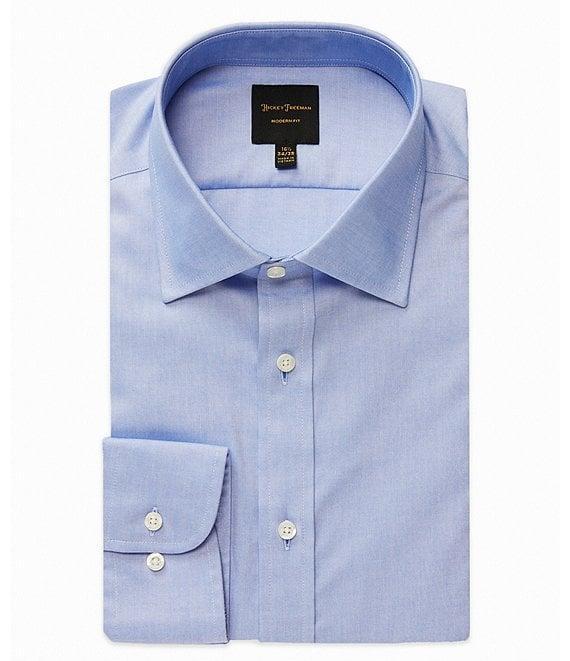 Hickey Freeman Modern Fit Spread Collar Solid Dress Shirt Product Image