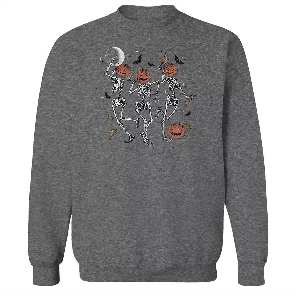Junior's Pumpkin Skulls Graphic Fleece Sweatshirt, Women's,  Product Image
