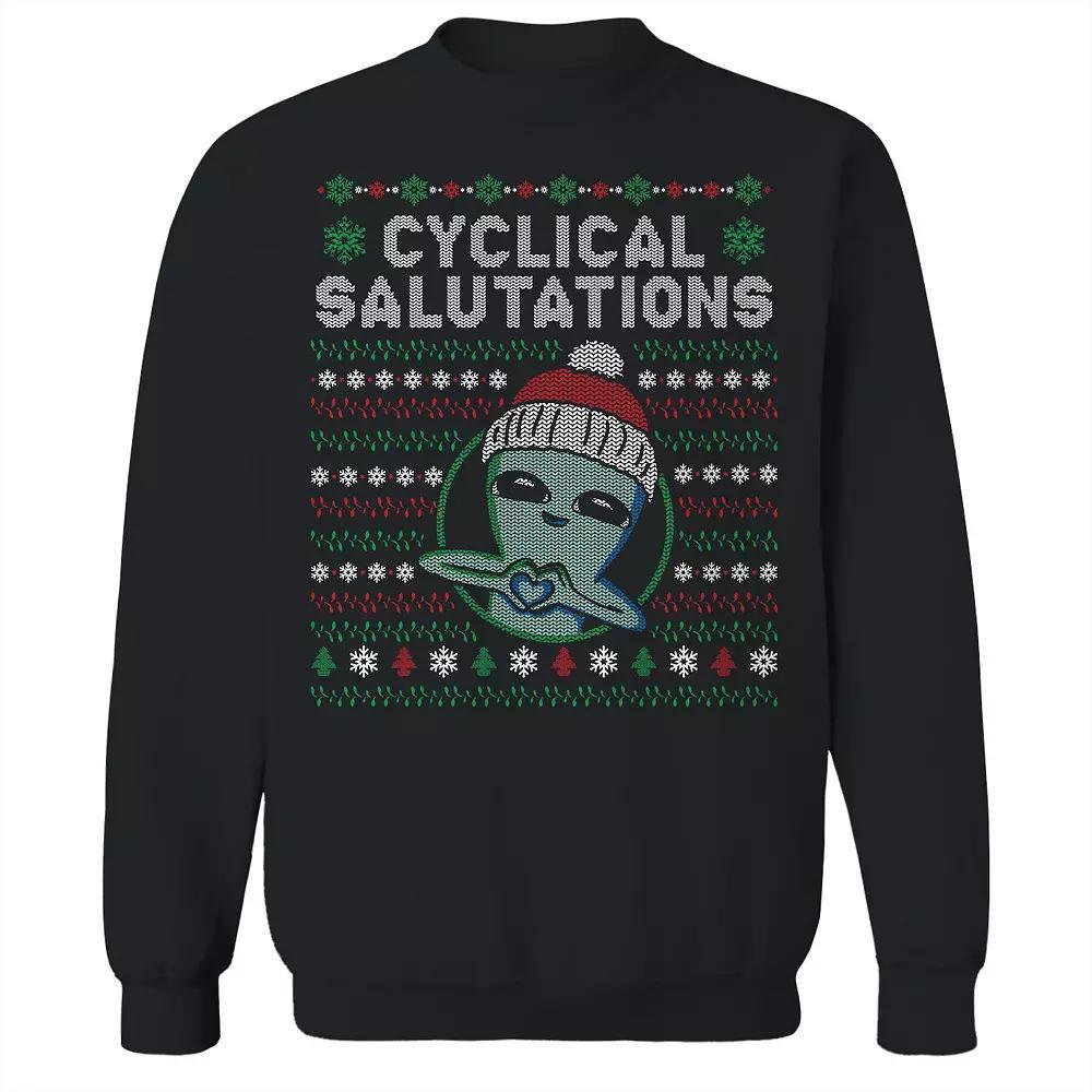 Men's Cyclical Salutations Christmas Sweater Graphic Sweatshirt, Size: Medium, Black Product Image