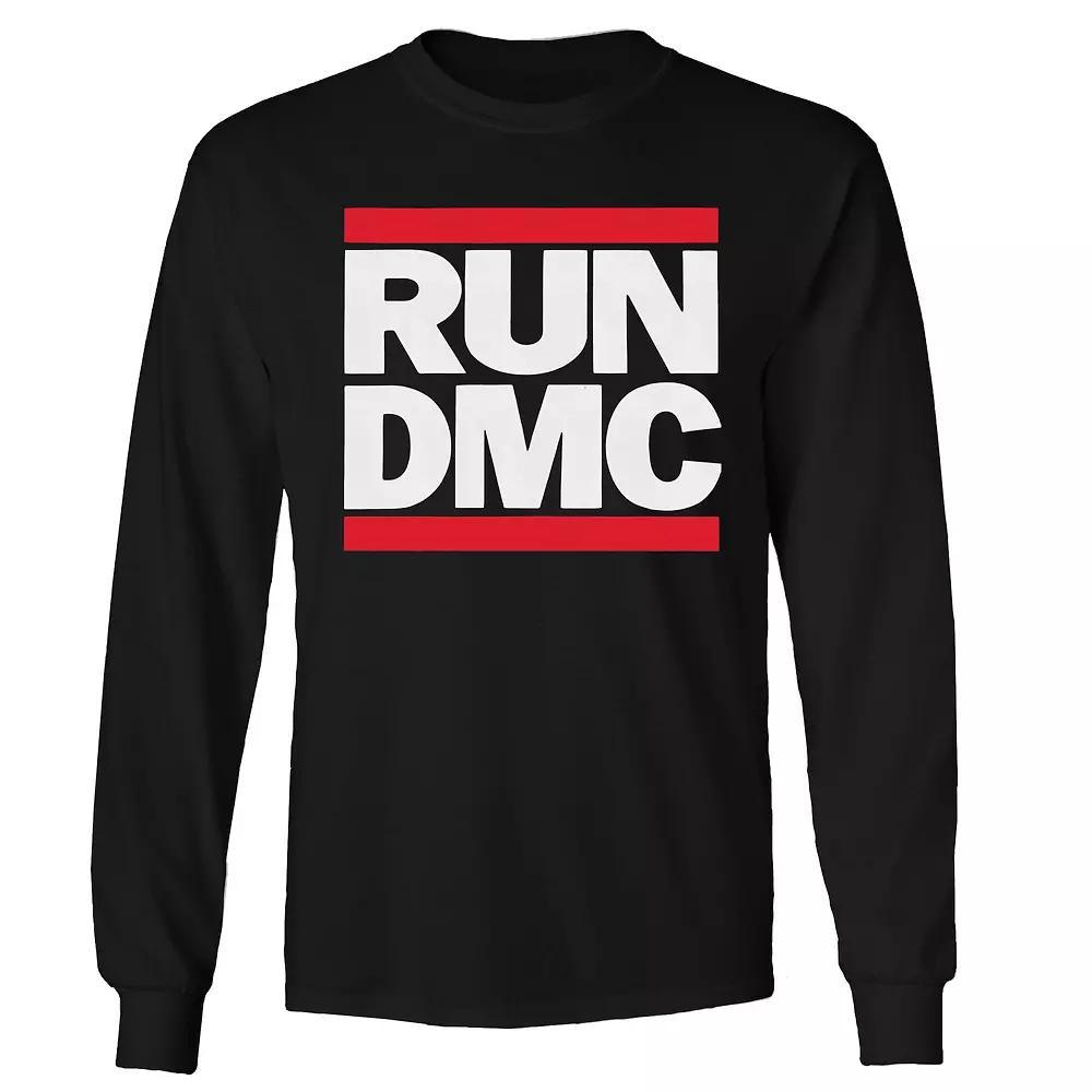 Men's Run DMC Logo Long Sleeve Tee, Size: XL, Black Product Image