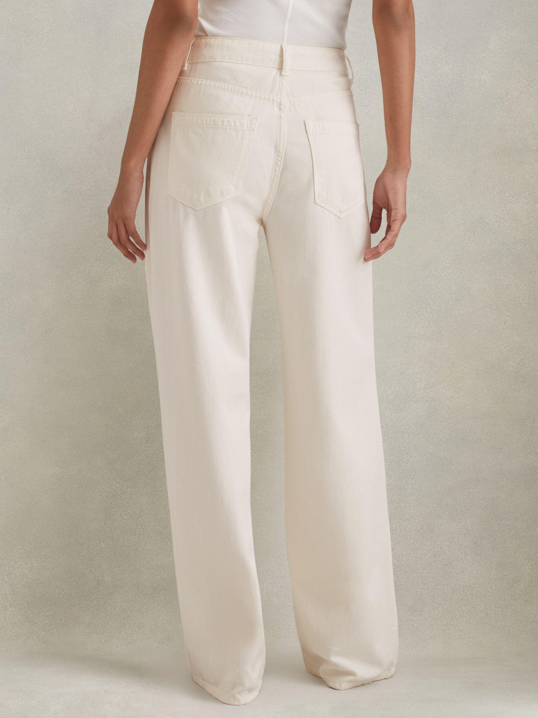 Garment Dyed Wide Leg Trousers in Cream Product Image