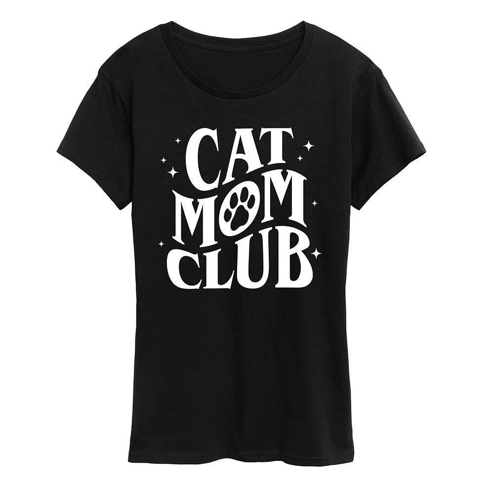 Women's Cat Mom Club Graphic Tee, Girl's, Size: Small, Black Product Image