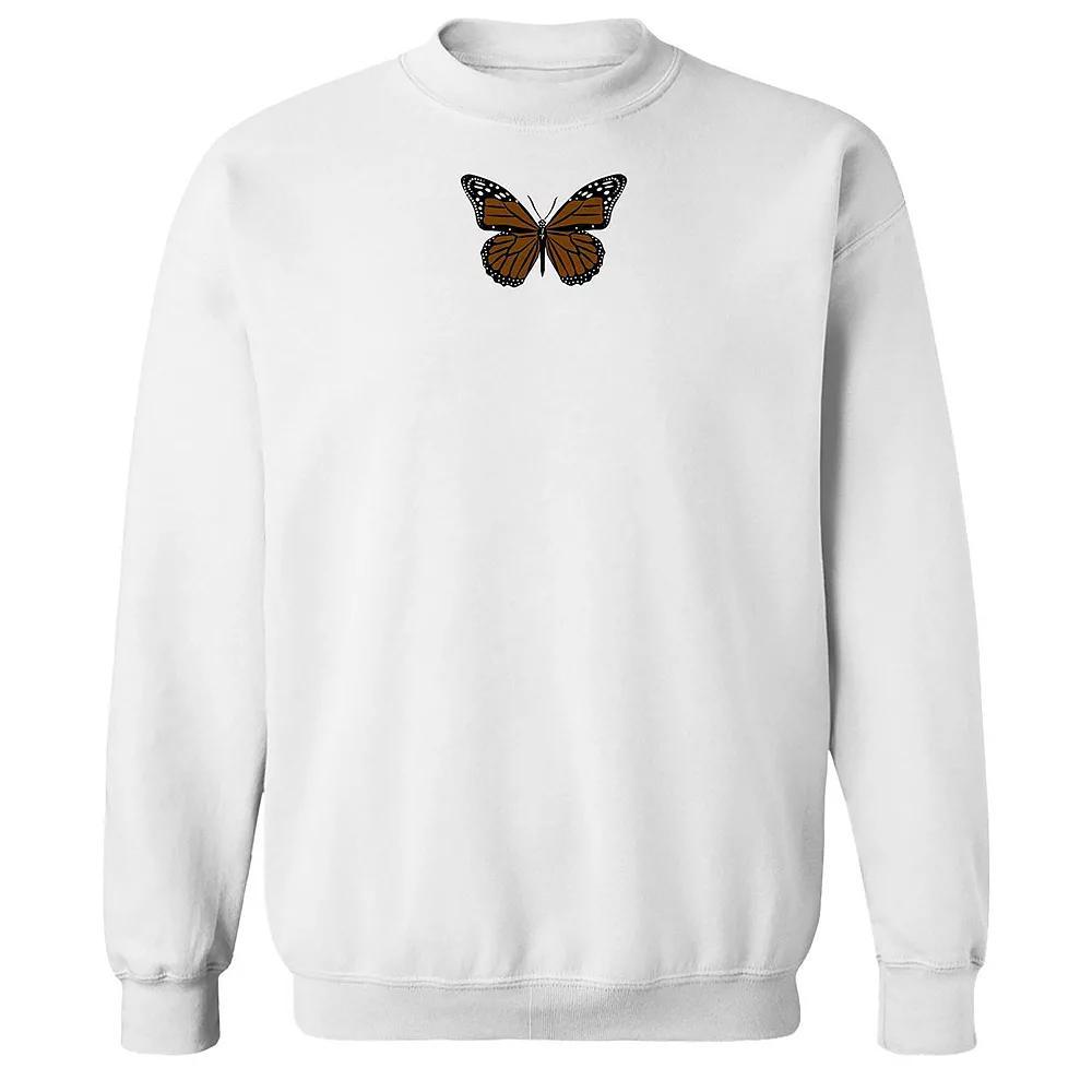 Men's Monarch Butterfly Graphic Fleece Sweatshirt, Size: XXL, White Product Image