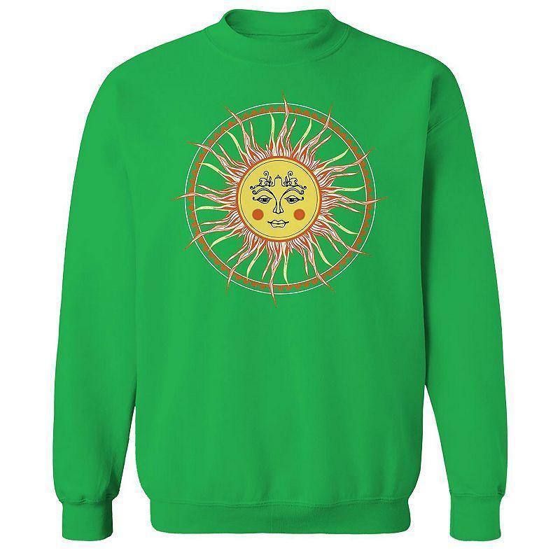 Men's Illustrated Celestial Sun Long Sleeve Graphic Tee, Size: Small, Irish Green Product Image