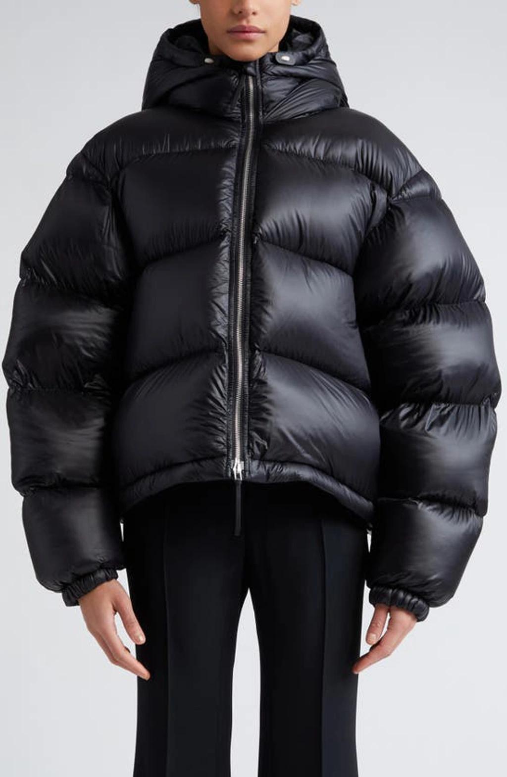 JIL SANDER Hooded Down Puffer Jacket In Nero Product Image