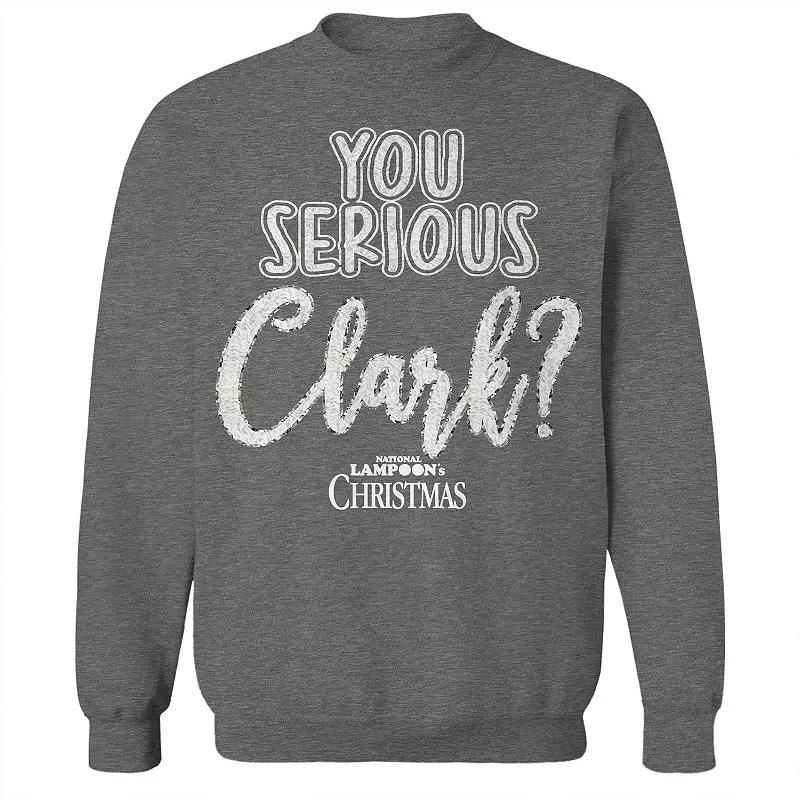 Mens You Serious Clark White National Lampoons Christmas Vacation Graphic Fleece Crew Sweatshirt Grey Heather Product Image