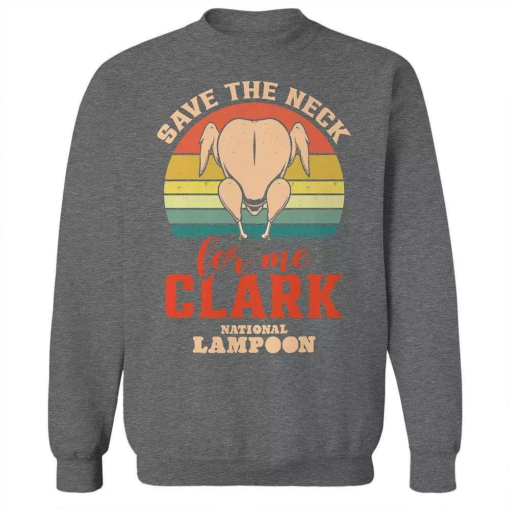 Men's Save the Neck National Lampoon's Christmas Vacation Graphic Fleece Crew Sweatshirt, Size: Large, Grey Heather Product Image