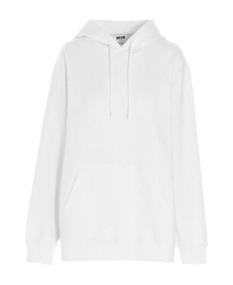 MSGM Logo Hooded Sweater In White Product Image