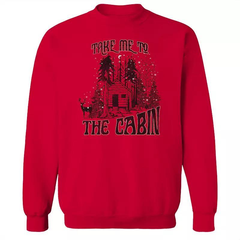 Mens Take Me To The Cabin Christmas Graphic Fleece Sweatshirt, Womens Product Image