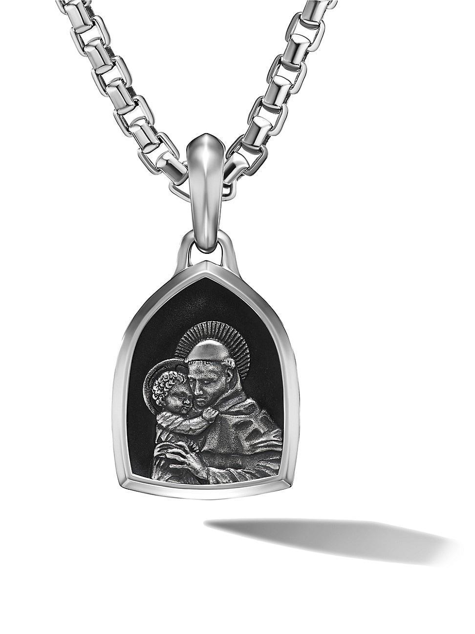 Mens St. Anthony Pendant in Silver, 21.8mm Product Image