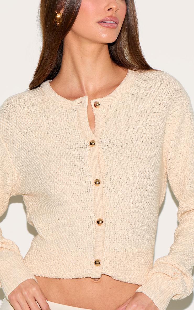 Cream Knitted Cardigan Product Image