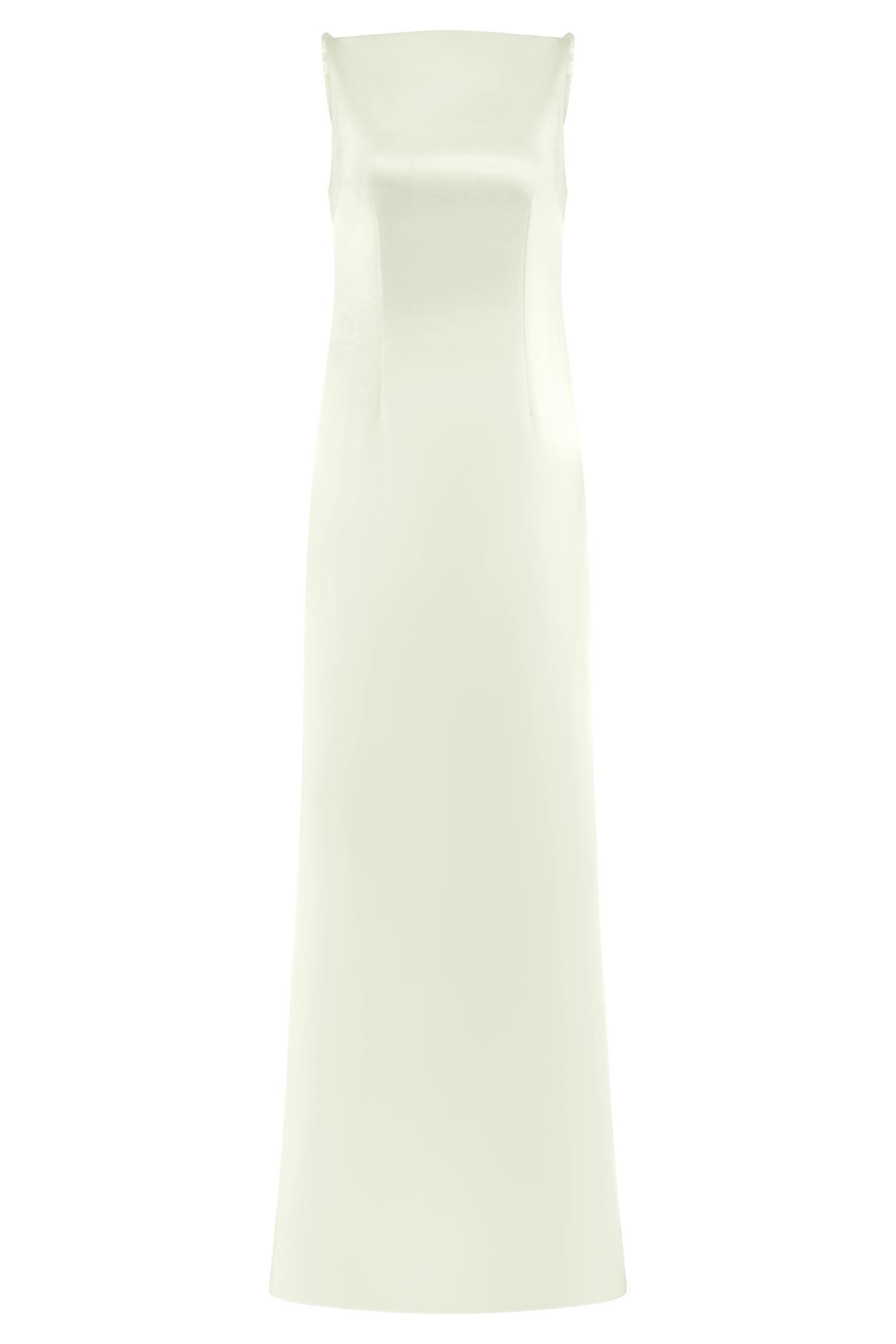 Violet Sleeveless Satin Maxi Dress - White Product Image