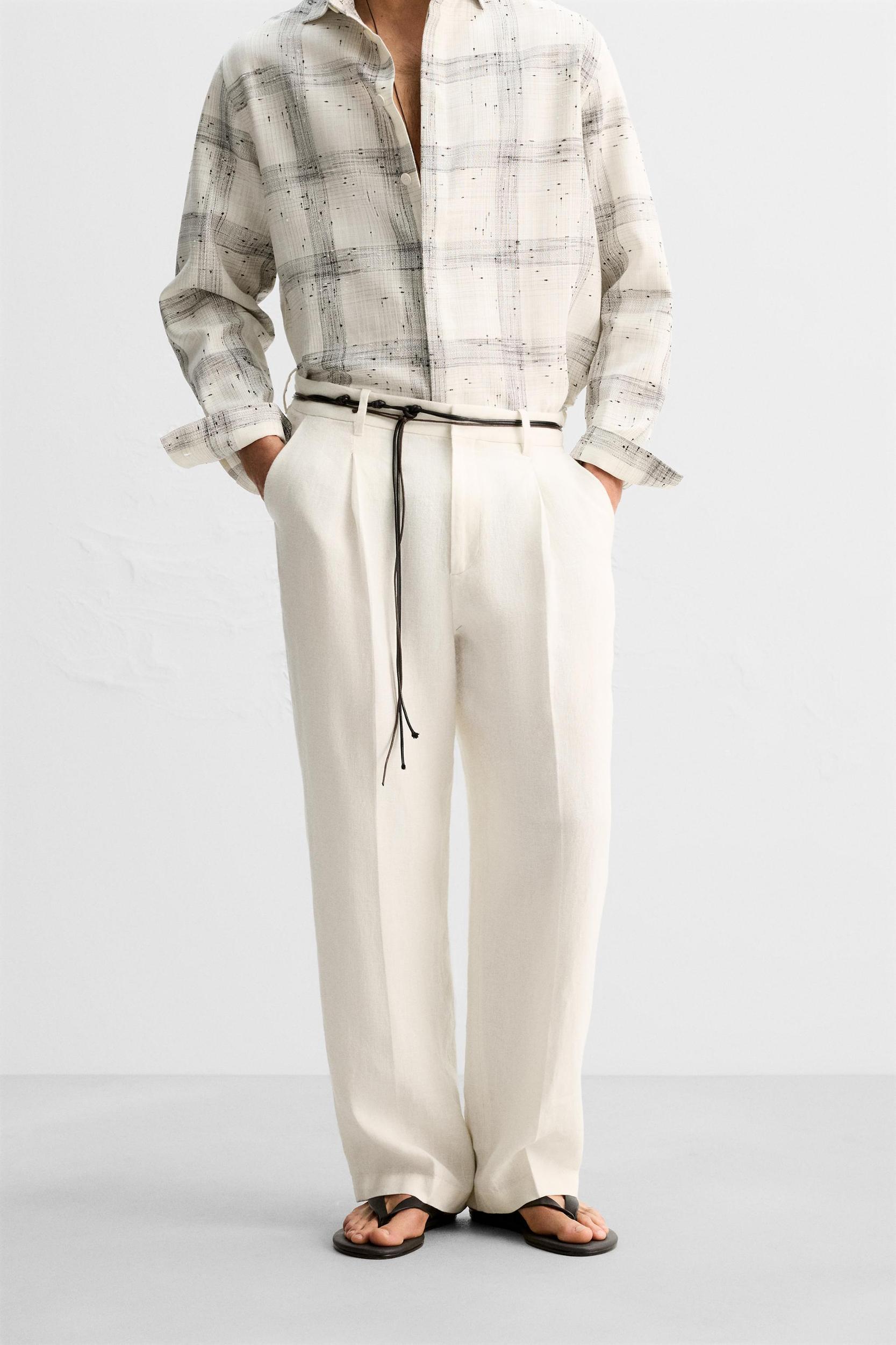 LIMITED EDITION 100% LINEN PLEATED PANTS Product Image