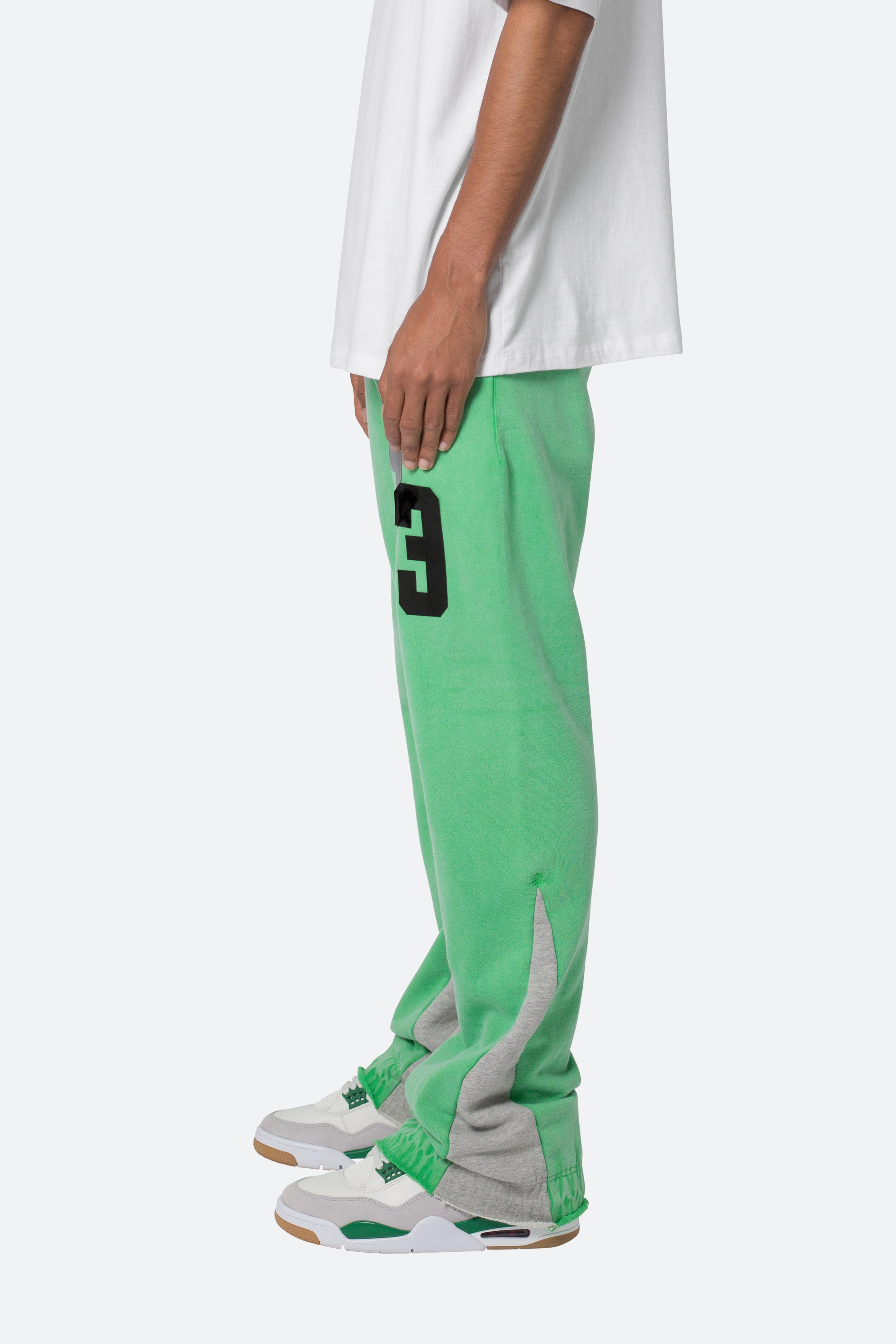 Patched Contrast Bootcut Sweatpants - Green Product Image