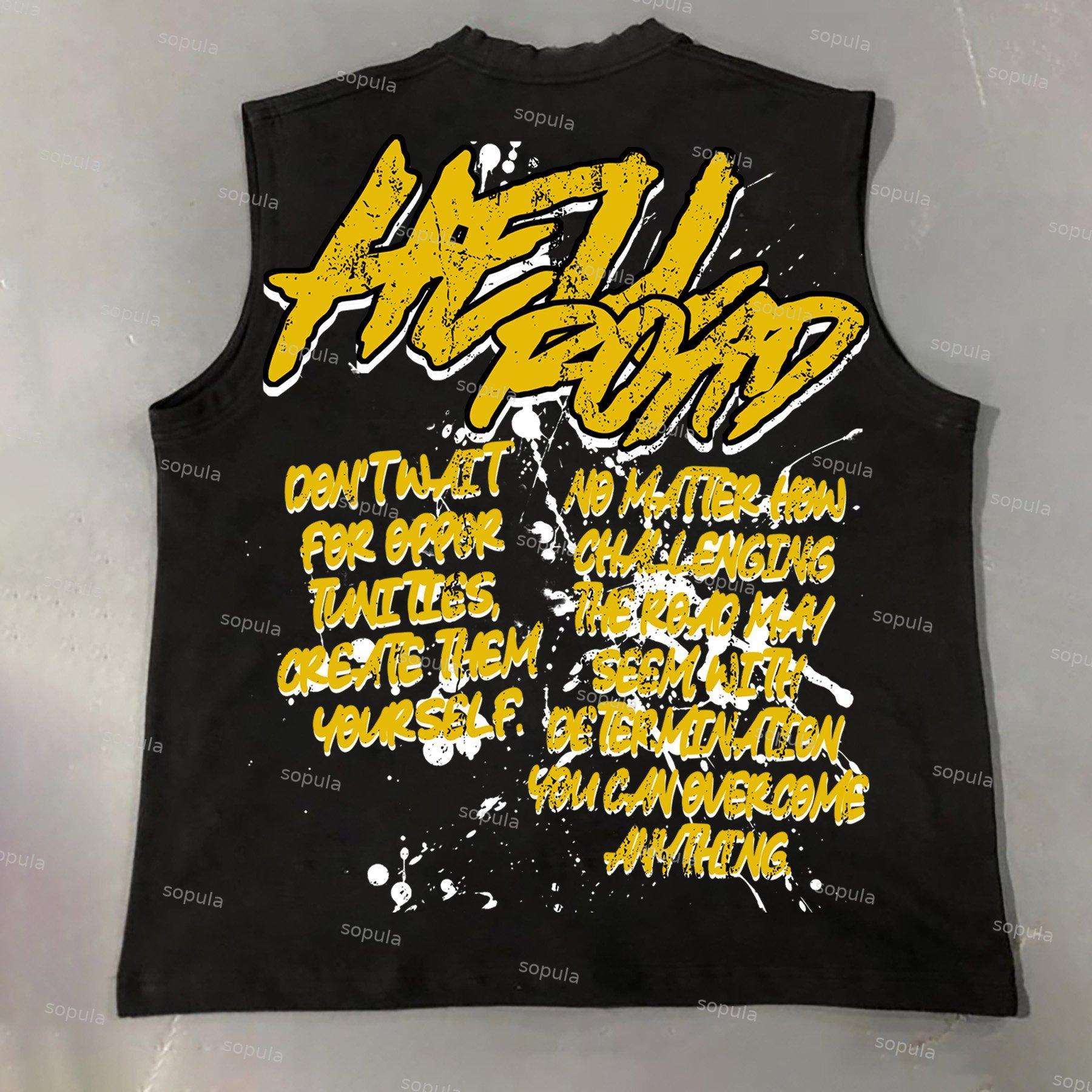 Hell Road Retro Personality Portrait Graphics Print Cotton Tank Top Product Image