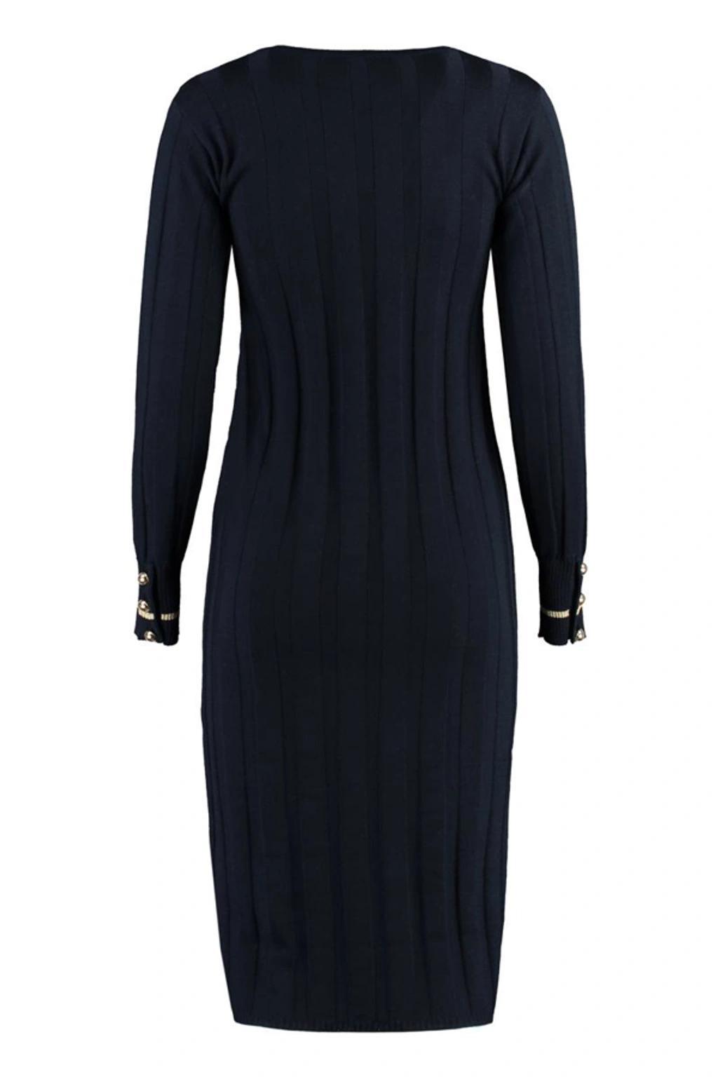 MAX MARA Studio Leccio Virgin Wool Dress In Blue Product Image