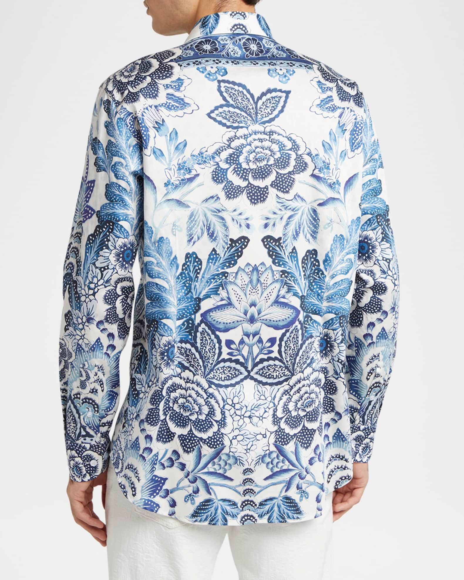 Men's Cotton Abstract Palm Sport Shirt Product Image