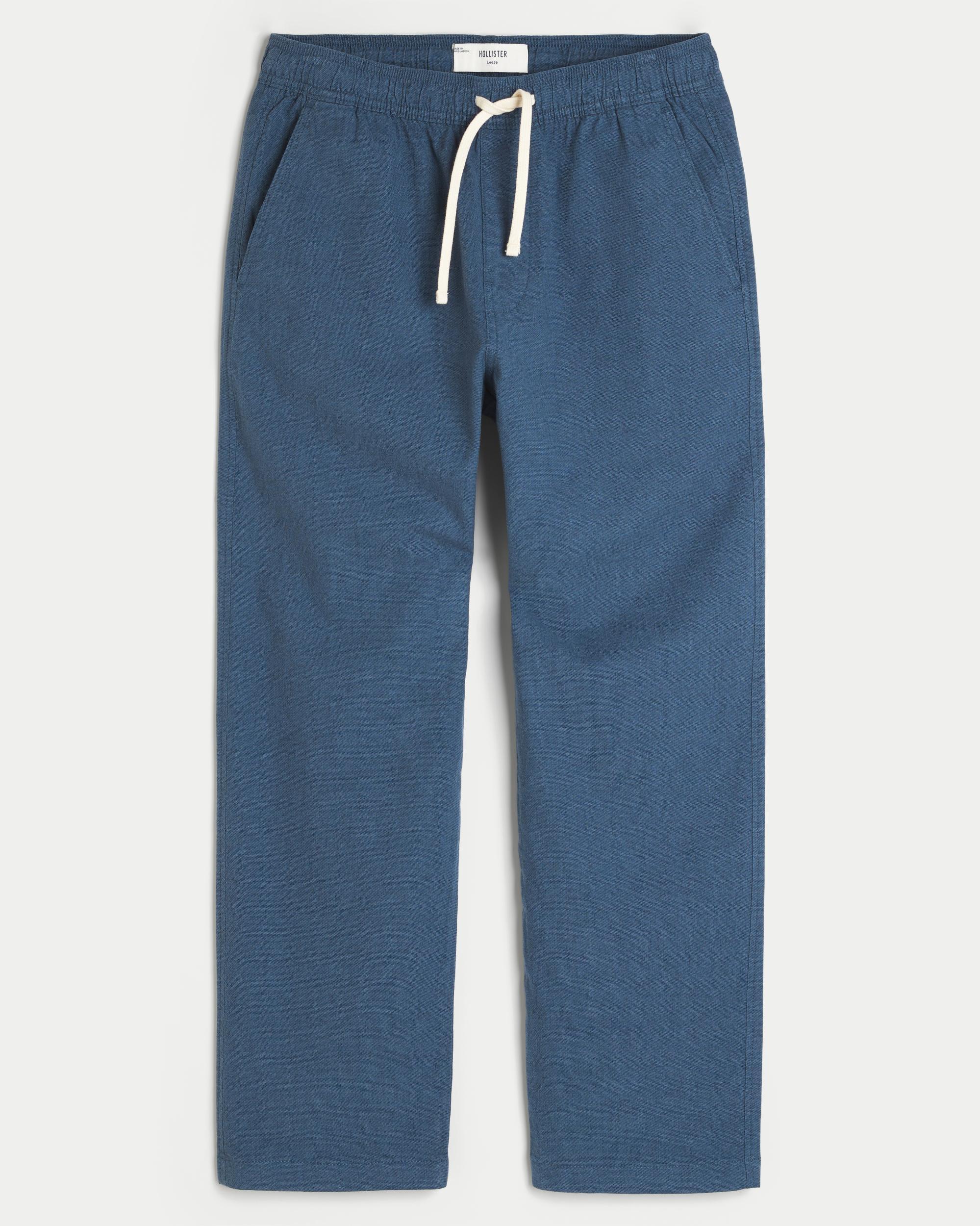 Linen-Blend Loose Pull-On Pants Product Image