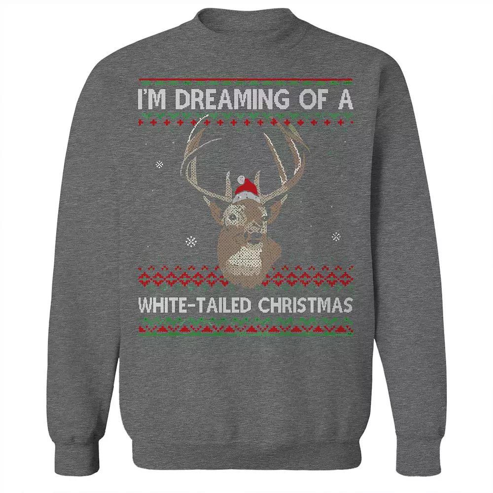 Men's Whitetailed Christmas Sweater Graphic Sweatshirt, Size: Large, Grey Heather Product Image