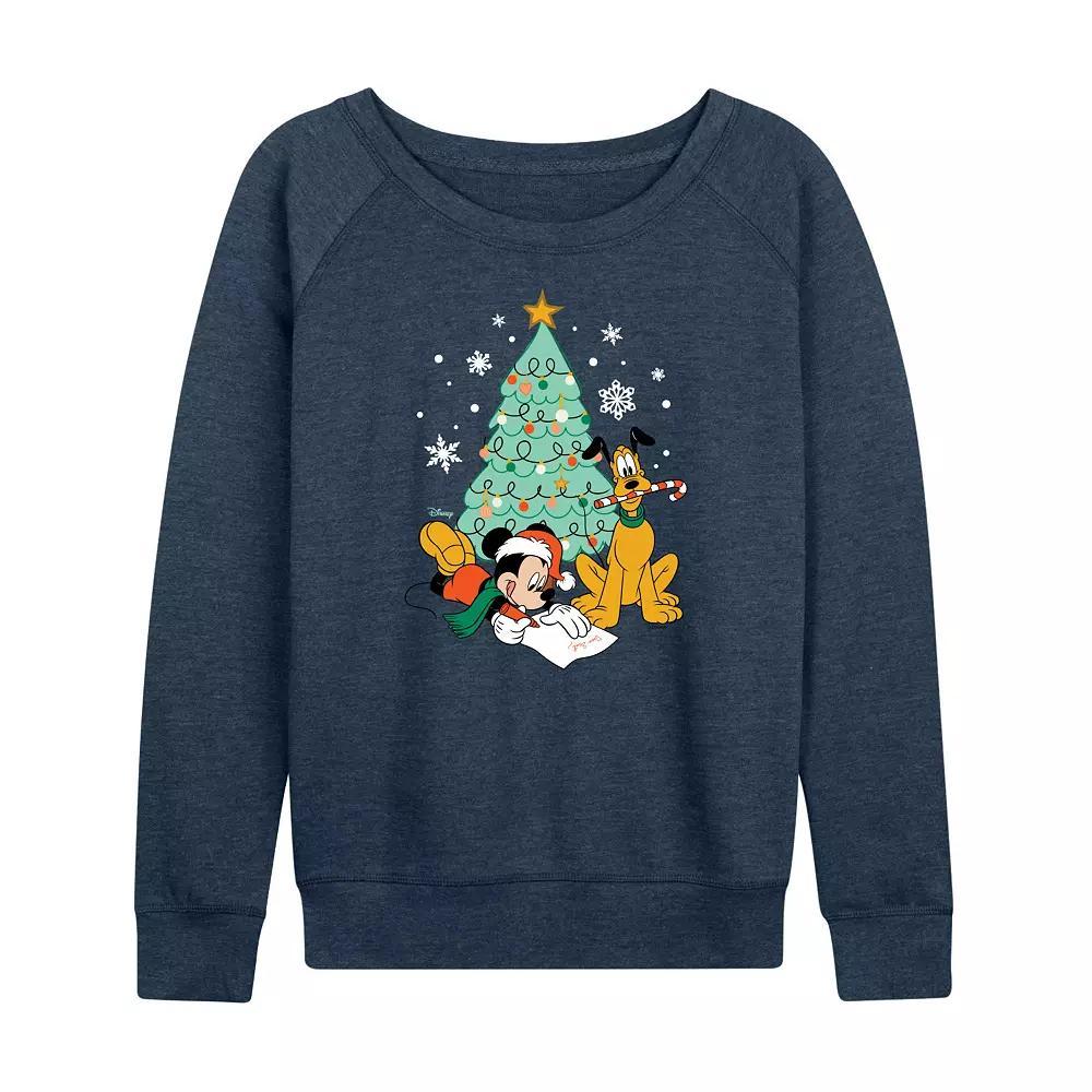 Disney's Mickey Mouse and Pluto Women's Christmas Tree French Terry Long Sleeve Tee,  Product Image