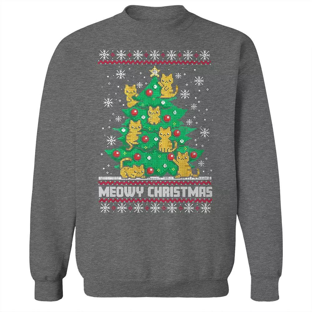 Men's Meowy Tree Christmas Sweater Graphic Sweatshirt, Adult Unisex,  Product Image