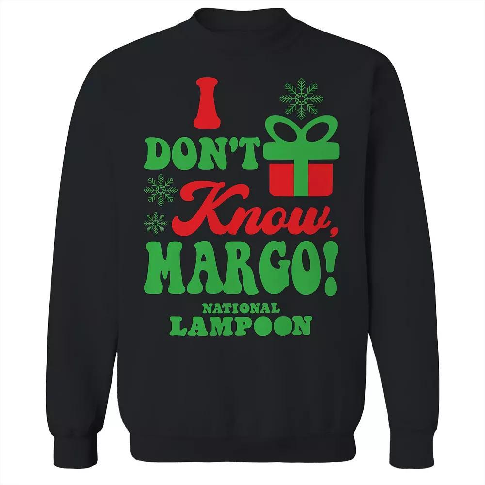 Men's I Dont Know Margo National Lampoon's Christmas Vacation Graphic Fleece Crew Sweatshirt, Size: XL, Black Product Image
