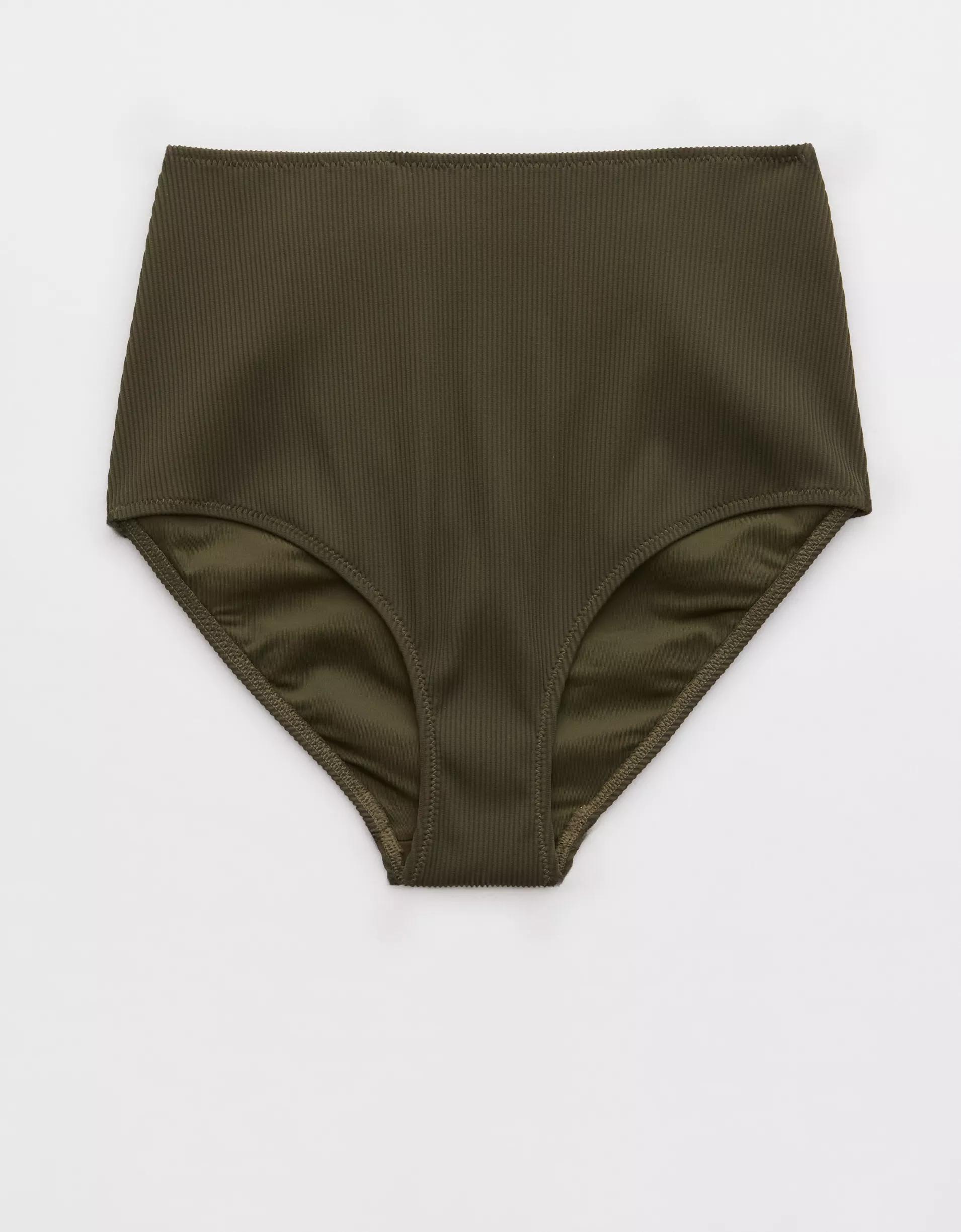 Aerie Ribbed High Waisted Full Coverage Bikini Bottom Product Image