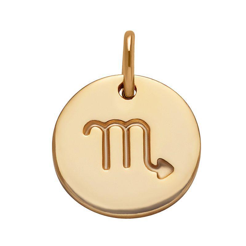 PRIMROSE 18k Gold Over Silver Etched Zodiac Disc Charm, Womens, Gold Tone Leo Product Image