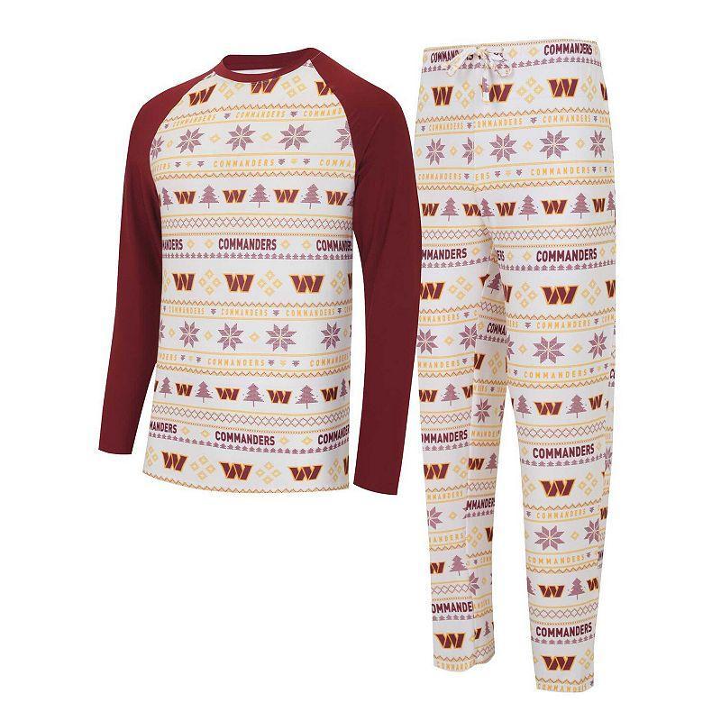 Mens Concepts Sport White/Burgundy Washington Commanders TinselRaglan Long Sleeve T-Shirt & Pants Sleep Set Product Image