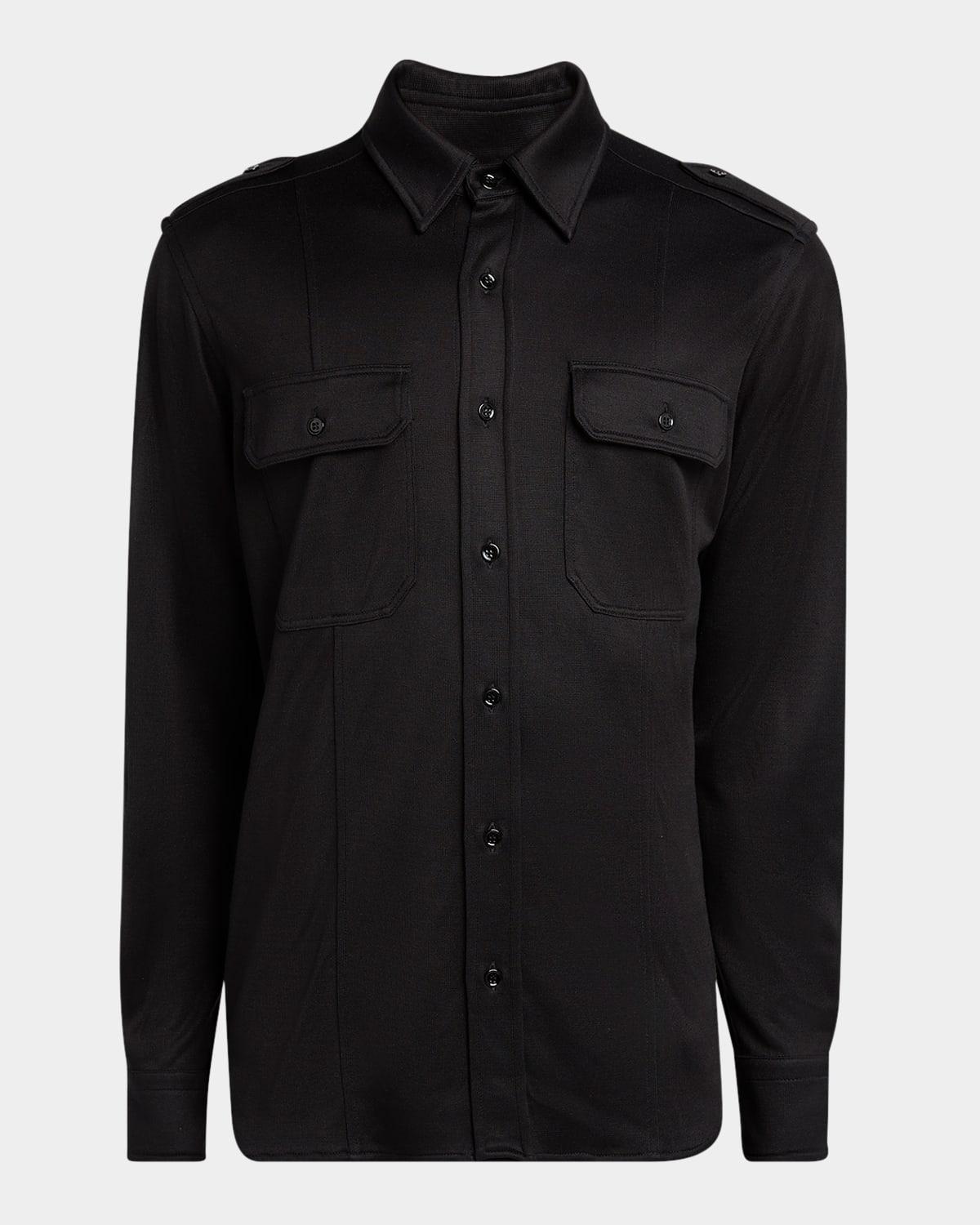 Mens Silk-Blend Military Shirt Product Image