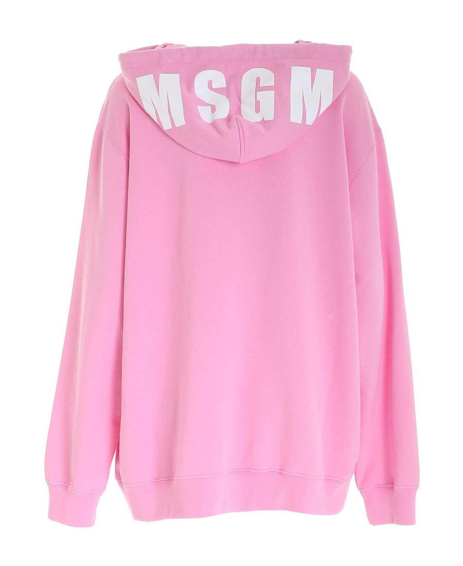 MSGM Oversized Cotton Hoodie In Pink Product Image