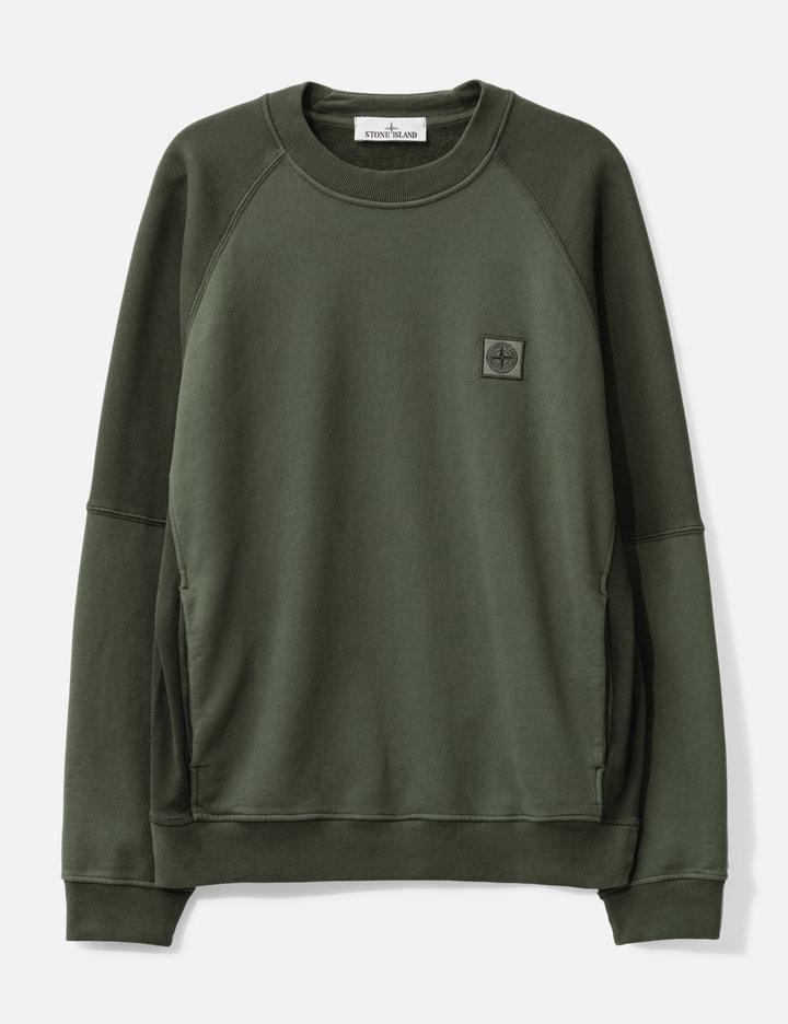 STONE ISLAND Logo Patch Crewneck Sweatshirt In Green Product Image